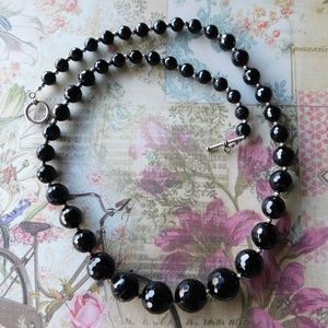 chunky onyx and sterling beaded necklace